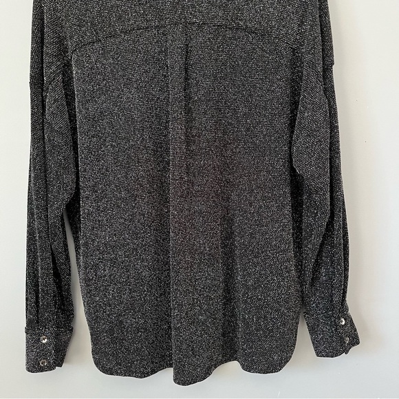 Mango Long Sleeve Collared Neckline Silver Glitter Button Down Shirt Size S NWT - Picture 16 of 16